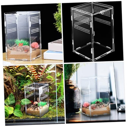 Kisangel Acrylic Reptile Egg Box Turtle Enclosure Tarantula Habitat Reptile Feeder Box Lizard Food Container Insect Feeding Lock