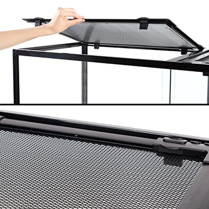 REPTIZOO 88 Gallon Large Reptile Terrarium 48" x 18" x 24" Knock-Down Glass Reptile Tank with Double Hinge Door & Screen Ventilation, Supporting Used as 2 Separate Habitats Easy Assembly - size: 48" x 18" x 24"
