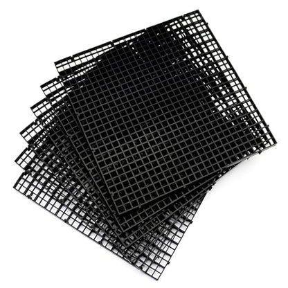 Aquarium Fish Tank Divider Plastic Egg Crate Filter Bottom Tray, L | 6pcs, Black, Plastic Grid - size: L 6pcs Black
