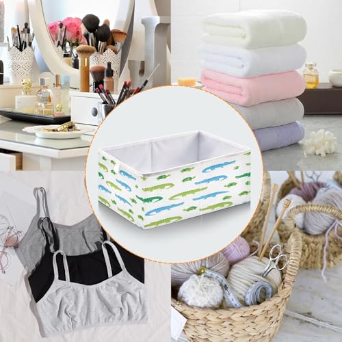 QUGRL Crocodile Reptile Pattern with Turtles Storage Bins Organizer Foldable Clothes Storage Basket Box for Shelves Closet Cabinet Office Dorm Bedroom 15.75 x 10.63 x 6.96 in - size: 15.75x10.63x6.96in