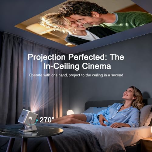 [4200 ANSI & Now with Netflix] 4K Projector with WiFi and Bluetooth for Display Booths, Auto Focus Keystone Smart Projector , Voplls Slide Proyector Adjustable Slides & Film Negatives(silver grey）