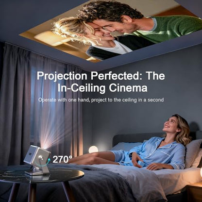 [4200 ANSI & Now with Netflix] 4K Projector with WiFi and Bluetooth for Display Booths, Auto Focus Keystone Smart Projector , Voplls Slide Proyector Adjustable Slides & Film Negatives(silver grey）
