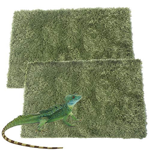 kathson 2 PCS Reptile Carpet Mat Terrarium Bedding Substrate Liner Mat Imitation Rainforest Crawler Mats for Snakes Bearded Dragon Gecko Chameleon Turtles Iguana（23.62 X 15.74 in） - color: 2PCS（XL）：23.62 X 15.74 in