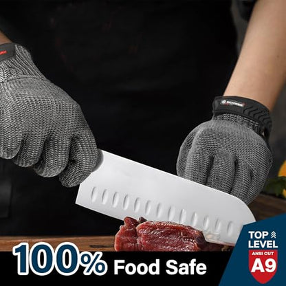 Schwer Ultimate Cut Resistant Gloves Beyond ANSI A9, Reinforced Stainless Steel Glove, Food Grade Mesh Metal Gloves for Butcher Meat Cutting, Oyster Shucking, Mandoline, PR1708 (S, 2 PCS) - size: Small (Pack of 2), style: 4.0 Reinforced Steel