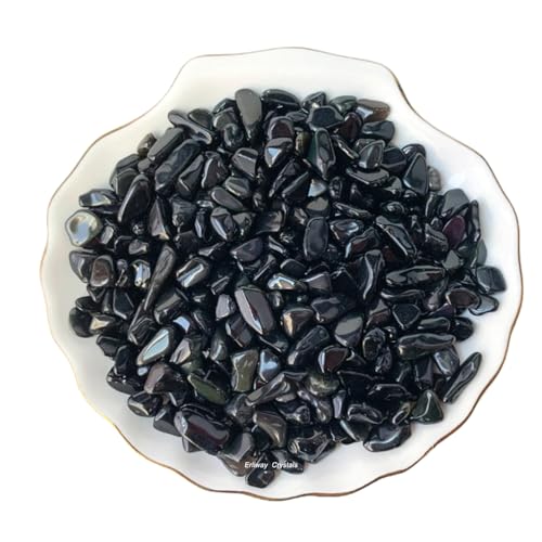 Erliway Black Obsidian Crystal Chips Bulk for Vase Filler, 0.5 lb 7-9 mm | Natural Crushed Crystal Stone for Spell Jar, Aquarium Gravel, Reiki Healing Meditation, Jewelry Making, Resin Art, Home Décor - color: Black Obsidian