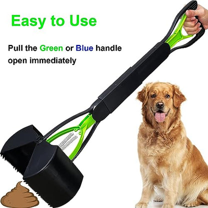 2-Piece ofPooper Scooper for Large Small Dogs Heavy Duty, Long Handle Poop Scoop for Yard, Grass, Gravel, Dog Poop Grabber with High Strength Material and Durable Spring - size: 2 Piece(28-inch length)