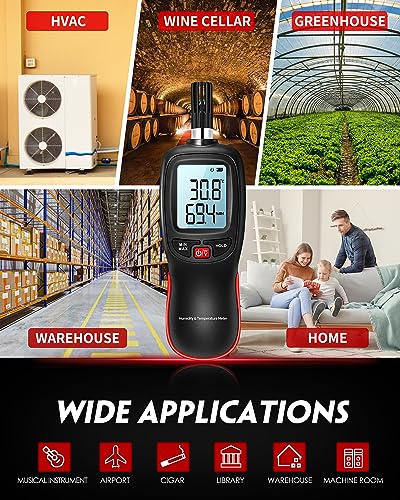 WT83 Temperature Humidity Meter, High Precision Thermometer Hygrometer with Ambient Dew Point Wet Bulb Temperature Indoor Outdoor, Max/Min Data Hold, 1000 Sets Data Log, Batteries Included
