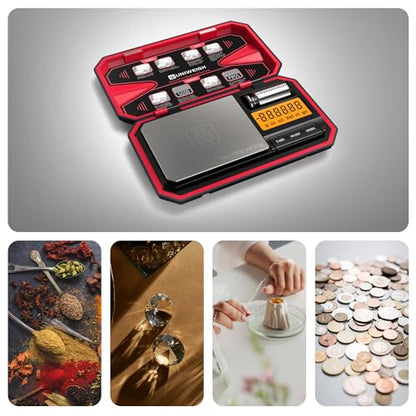 Travel Digital Pocket Scale 200g/0.01g, Digital Gram Scales | Mini Food Scale with 50g Calibration Weight for Food, Powder,small items, Tea, Jewelry, Coins (Battery Included)-Red - color: Red