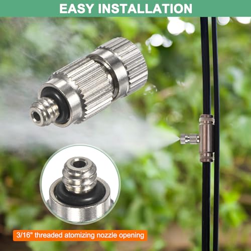 M METERXITY 20-Pack Brass Misting Nozzles, 0.019"/0.5mm Orifice Mister Nozzles Brass, High Pressure Spray Misting Nozzle Head for Outdoor Cooling System/Greenhouse/Landscaping [3/16] - size: 0.5mm