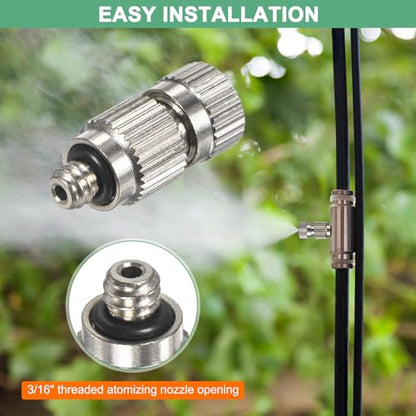 M METERXITY 20-Pack Brass Misting Nozzles, 0.019"/0.5mm Orifice Mister Nozzles Brass, High Pressure Spray Misting Nozzle Head for Outdoor Cooling System/Greenhouse/Landscaping [3/16] - size: 0.5mm