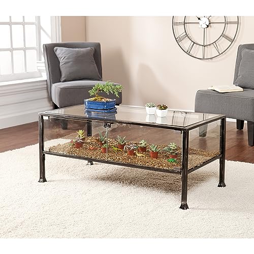 SEI Furniture Metal Terrarium Fish Display Coffee Table, Cocktail, Black/Silver Distressing - style: Cocktail Table