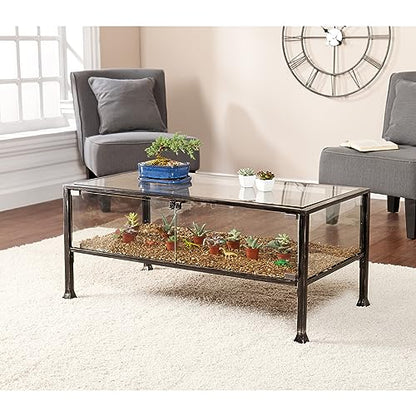 SEI Furniture Metal Terrarium Fish Display Coffee Table, Cocktail, Black/Silver Distressing - style: Cocktail Table