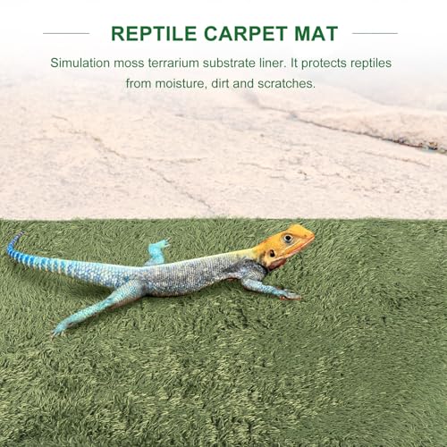 FRCOLOR 2pcs Reptile Habitat Carpet Mat Simulation Moss Terrarium Substrate Liner for Lizards Turtles Snakes Moisture-Resistant Easy-Clean Reptile Habitat Pad
