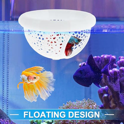 Floating Betta Cave & Hammock, Multi-Functional Hideout for Aquarium White - color: White