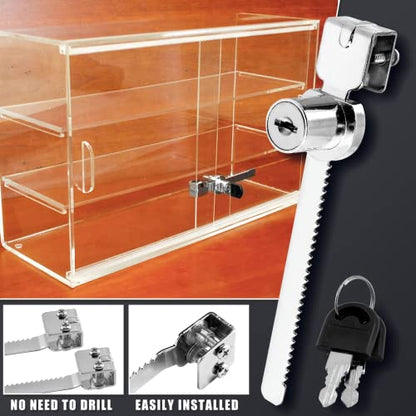Luomorgo Sliding Glass Door Ratchet Lock, 1 Pc | Keyed Alike, Showcase Display Lock, Chrome