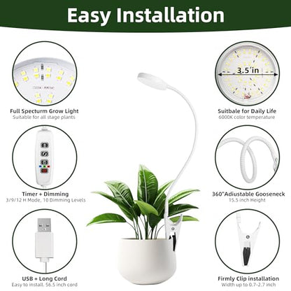 EWPJDK Plant Grow Light Full Spectrum 72 LED with Clip Grow Lamp | Plant Grow Light Lamp for Indoor Plants, Clip-On, Growing Lamp - style: 04