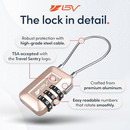 TSA Accepted Luggage Travel Lock, Set-Your-Own Combination Lock for School Gym Locker, Luggage Suitcase Baggage Locks, Filing Cabinets, Toolbox, Case (Titanium, 1 Pack) - color: Titanium 1-Pack
