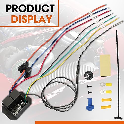 12V/24V Fans Controller Switch #0444, Temperature Range 104F to 230F | LED Real-Time Display, Thermatic Dual Fan Relay Kit, Digital Radiator Electric Fan Controller Switch Kit