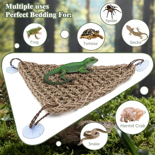 AQUA KT Reptile Lounger Lizard Bearded Dragon Snake Climbing Hammock for Reptile Bedding Amphibian Habitat Decoration, Made of Seagrass