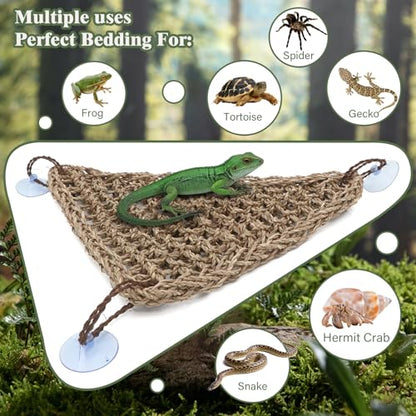 AQUA KT Reptile Lounger Lizard Bearded Dragon Snake Climbing Hammock for Reptile Bedding Amphibian Habitat Decoration, Made of Seagrass