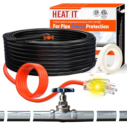 HEATIT Heat Tape for Water Pipes Heating Cable with Thermostat 7Ft 120V | Pipe Heating Cable For Metal And Plastic Home Pipe, Electric Pipe Heat Trace System Protect Pipes In Winter CSA ETL Certified - style: 7 Feet