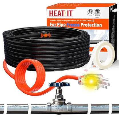 HEATIT Heating Cable - CSA & ETL Approved, Prevents Pipe Freeze, Keeps Water Flowing, Energy-Efficient, Reliable Performance, Hassle-Free, Durable Heat Tape for Water Pipes HISD 6ft, 7w/ft, 120V - style: 6 Feet