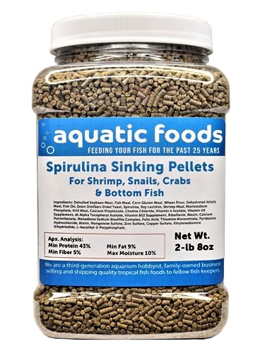 Spirulina Sinking Pellets for Shrimp, Snails, Crabs, Catfish, Plecos for All Tropical Fish 1/16" x 3/8" Pellets by Zeigler…2-lb 8oz Med Jar - size: 2.5 Pound (Pack of 1)