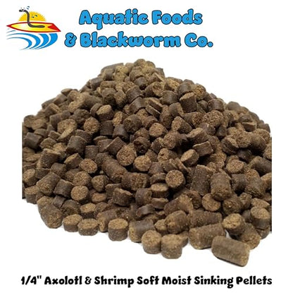 Axolotl Food, 1/4" Soft Moist Sinking Pellets, Rangen's Salmon Meal Pellets for Adult Axolotl. Also Shrimp, Snails, Crabs, Bottom Fish, All Tropical Fish...12oz Small Jar