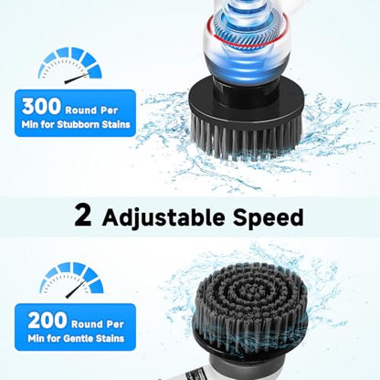 AQQA 8-in-1 Electric Aquarium Cleaning Kit, Grey | IPX9 Waterproof, Cordless Rechargeable, Glass Scrubber, Handheld Fish Tank Cleaner