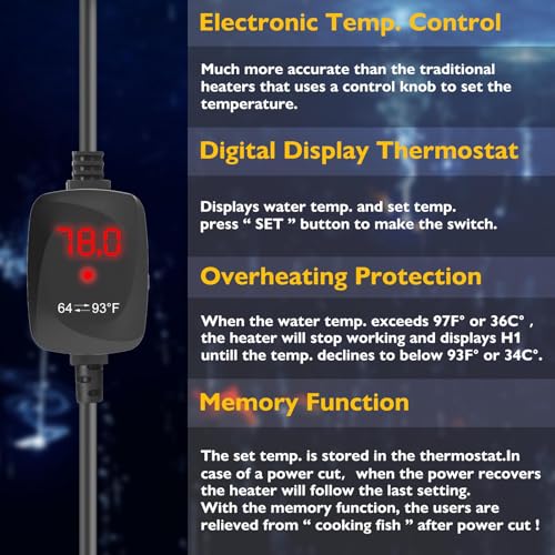 10W Mini Aquarium Heater 5V/2A USB Betta Heater for up to 1 Gallon Tanks, Alumina Ceramic Fish Tank Heater Turtle Heater with Dry-Run & Overheat Protection - size: For Tanks ≤ 1 Gal