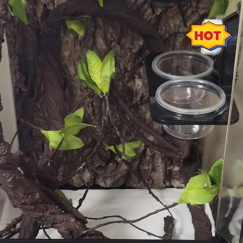 Lizard Gecko Feeding Ledge Holder, with 100 pcs 1oz Food Cups Dish | Gecko Feeding Ledge [Non-Suction Cup], with 1oz 100Cups, Reptile Food Bowls Water Dish for Lizard Ledge Accessories Supplies - color: 100 Cups+Ledge