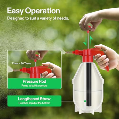 VIVOSUN 27oz Pump Sprayer, Handheld Garden Water Sprayer Bottle | with Adjustable Brass Nozzle, for Spraying Plants, Flowers, Weeds and Cleaning, Red - color: Red, size: 27oz
