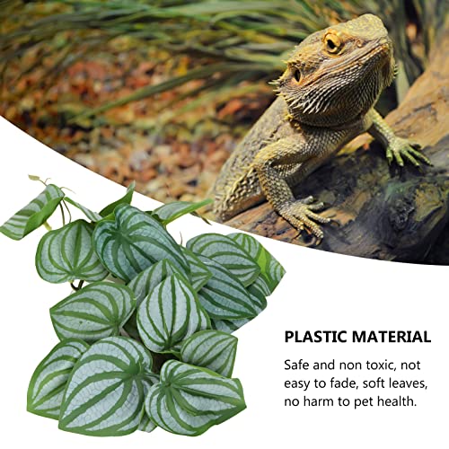 Artificial Reptile Plants with Suction Cups, Watermelon Leaves & Vines for Terrarium, Plastic Climbing Plants for Reptile Tank Decor, Habitat Accessories for Lizards/Chameleons