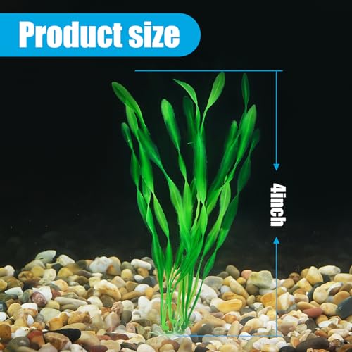 AQUANEAT Fish Tank Artificial Plants, Aquarium Plastic Seaweed Decorations, 8Inch Tall Fake Green Accessories, 10 Packs - size: 8inch
