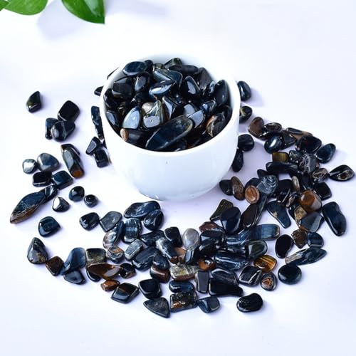 Erliway 7-9mm Blue Tiger's Eye Healing Crystal Chips for Crafts, 100g | Natural Crushed Crystal Stones Tumbled Chips for Vase Filler Aquarium Gravel, Meditation Chakra Balancing, Candle DIY Making - color: Blue Tiger's Eye