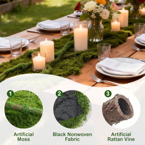 Upriver 2Pcs 118inch Bendable Artificial Tree Branches with Moss Table Flag | Tree Branches, Enchanted Forest Decorations DIY for Garden Landscape, Reptiles, Wedding Home Decoration