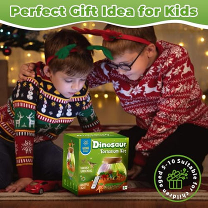 JOYEEMAX Dinosaur Light-Up Terrarium Kit for Kids - LED Night Light Birthday Gift for Boys Ages 4 5 6 7 8-12 Year Old - Dinosaur Toys for Boys - DIY Arts and Crafts Kit for Kids - style: Dinosaur