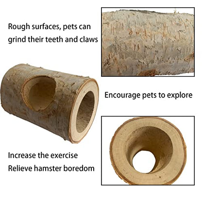Natural Wooden Hamster Tunnel,Wood Hamsters Hideout Tube,Small Animal Hollow Tree Trunk Holes Exercise Mouse Chew Toys Cage Accessories for Chinchillas Guinea Pigs Dwarf Rat(14Pcs) - size: 【14Pcs】