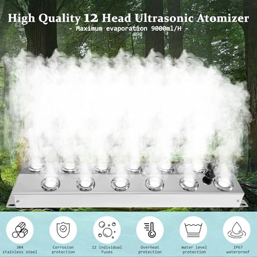 Ultrasonic Fogger 12 Head Ultrasonic Mist Maker,9000ml/H 400W | 12 Head Ultrasonic Fogger Mist Maker,12 Head Ultrasonic Mist Maker fogger Ultrasonic Mister Fogger Fogger Ultrasonic Fogger - color: 12 Head Ultrasonic Fogger