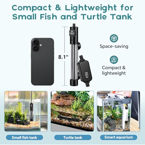 hygger 150W Submersible Aquarium Heater with Digital Temperature Controller, Mini Fish Tank Heater for 20–30 Gallon Tanks, Overheat & Out-of-Water Protection, Freshwater & Saltwater - size: 150W, 20-30 Gallon