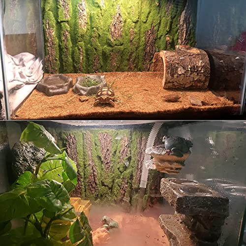 PINVNBY Reptile Terrarium Cork Background, Bearded Dragon Tank Bark Backdrop Wall Decor with Artificial Moss for Gecko Lizard Tortoise Frog Chameleon(4 Pack) - size: 【4 PCS】