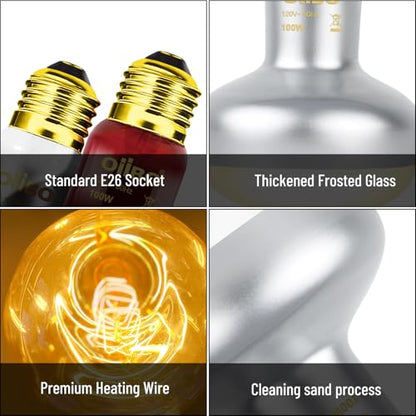 Reptile Dual Lamp Fixture Heat Lamp Bulb Combo Pack,100W UVA Daylight Reptile Heat Lamp and 100W Infrared Reptiles Heat Blub Basking Spot - style: DRL01ST3