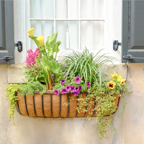 GreatBuddy 2 Pcs Coco Liners for Planters 30 Inch, Sturdy Window Box Liners, Perfect Planter Liners Replacement for The Old, 100% Natural, Easy to Straighten Out - size: 30 inch