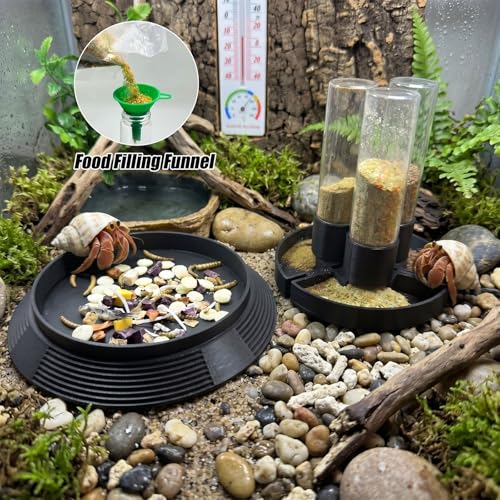 4-in-1 Hermit Crab Feeding Station - Integrated Nutrition and Hydration Center，3D-Printed Tank Accessories Made from Safe Materials, Suitable for Hermit Crabs and Small Reptiles. - color: Black