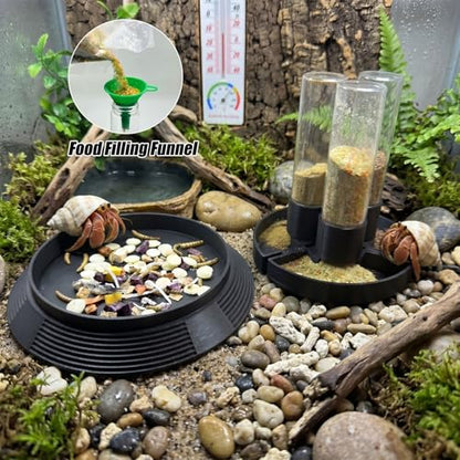 4-in-1 Hermit Crab Feeding Station - Integrated Nutrition and Hydration Center，3D-Printed Tank Accessories Made from Safe Materials, Suitable for Hermit Crabs and Small Reptiles. - color: Black