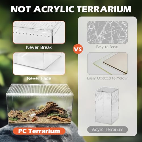 AZV Escape Proof Tarantula Enclosure,Polycarbonate Hermit Crabs Tank Small | Reptile Cage with Magnetic Lid,Ventilated Spider Terrarium,360° Clear View,Easy Clean Isopod Habitat for Gecko,Frogs,Insects - size: Small(7.87*5.90*3.93inch)