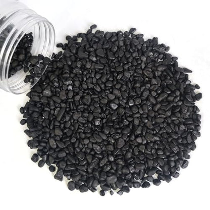 HappyFiller 0.88 LB Black Gravels Small Stones Succulent Mini Rocks | Planter Soil Cover Pebbles,Fairy Garden,Terrarium,Lucky Bamboo,Cactus Topper Dressing Decor,Aquarium Fish Tank Bottom Granule - color: Black