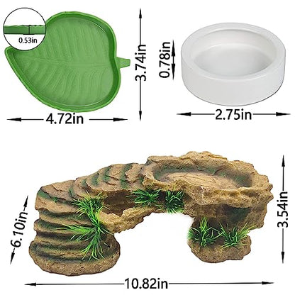 Hamiledyi Turtle Basking Platform Rock Reptile Resting Terrace Resin Bearded Dragons Climbing Ledge Tortoise Ramp Hideout for Tortoise Leopard Gecko Lizards Snake Chameleons