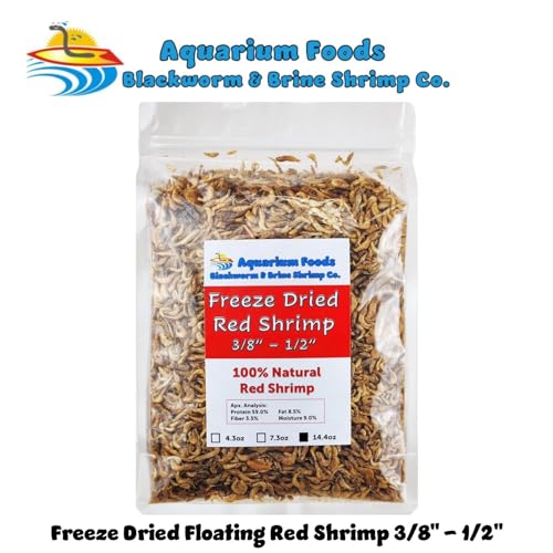 Red Shrimp, 3/8" to 1/2" Floating Freeze Dried Red Shrimp for All Tropical Fish, Cichlids, Catfish, Marines, Pond Fish, Aquatic Turtles, Rodents, Reptiles - 14.4oz Clear Bag - size: 14.4 Ounce (Pack of 1)