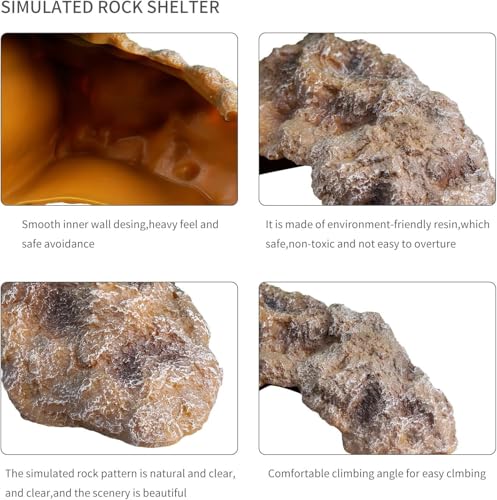 Reptile Hideout Cave Resin Simulation Rock Decor for Turtles, Lizards, Bearded Dragons, Snakes, and Geckos - Small Habitat Décor - color: Small